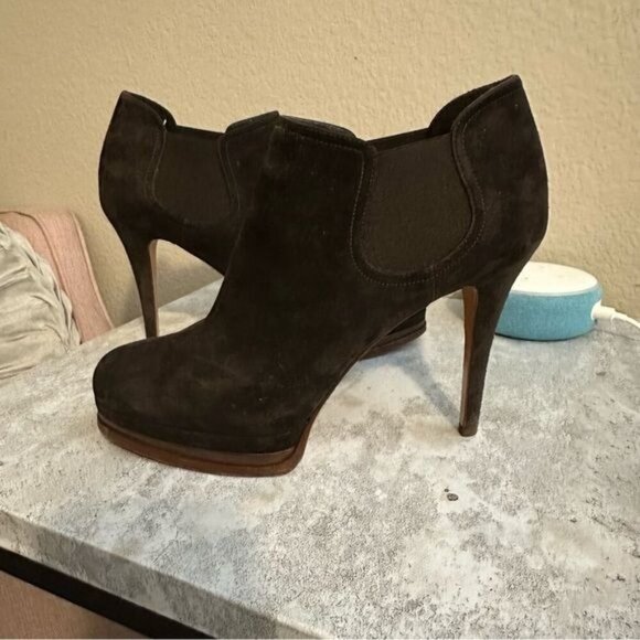 Casadei Browns Suede Ankle Boots Platform Heeled Size 8.5 - Picture 2 of 11
